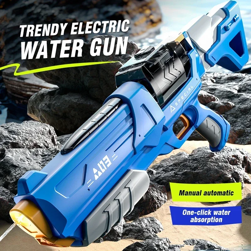 Automatic Water Gun Light Electric Toy LED Firing Pistol Squirt Gun Water Absorption Large Capacity Kids Outdoor Game Kids Gift