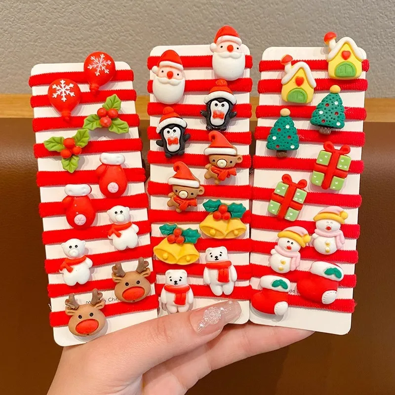 Cute Santa Hair Bands for Girls Soft Elastic Ties