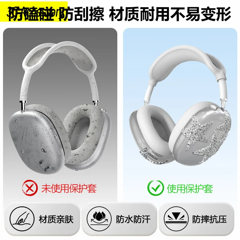 2025 Case for airpods max headphones Transparent Sparkling