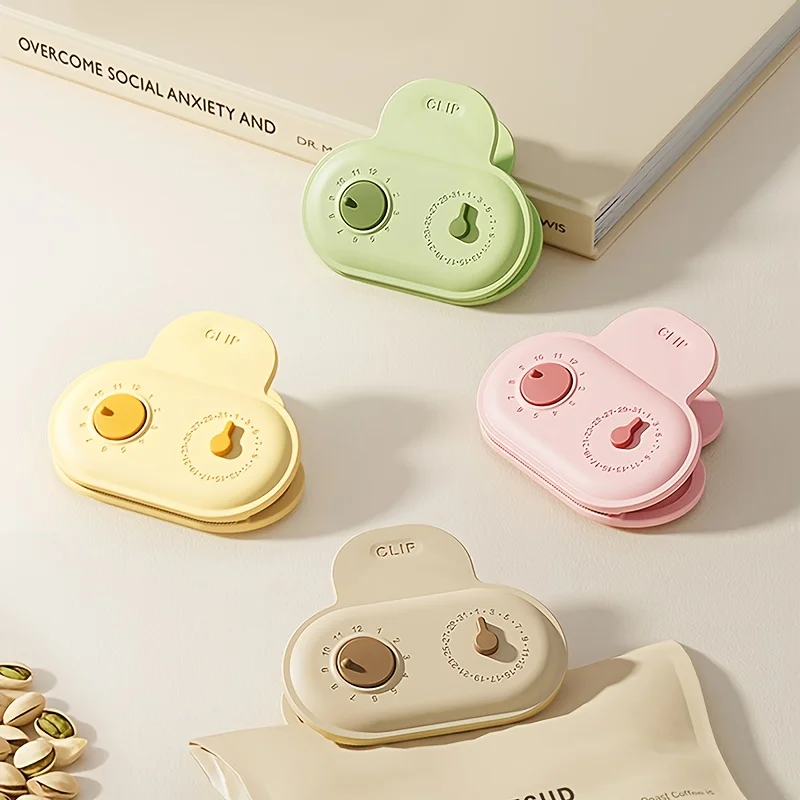5-Pack Refrigerator Magnet Sealing Clips in Different Colors, Which Can Record The Date. Suitable for Home And Kitchen