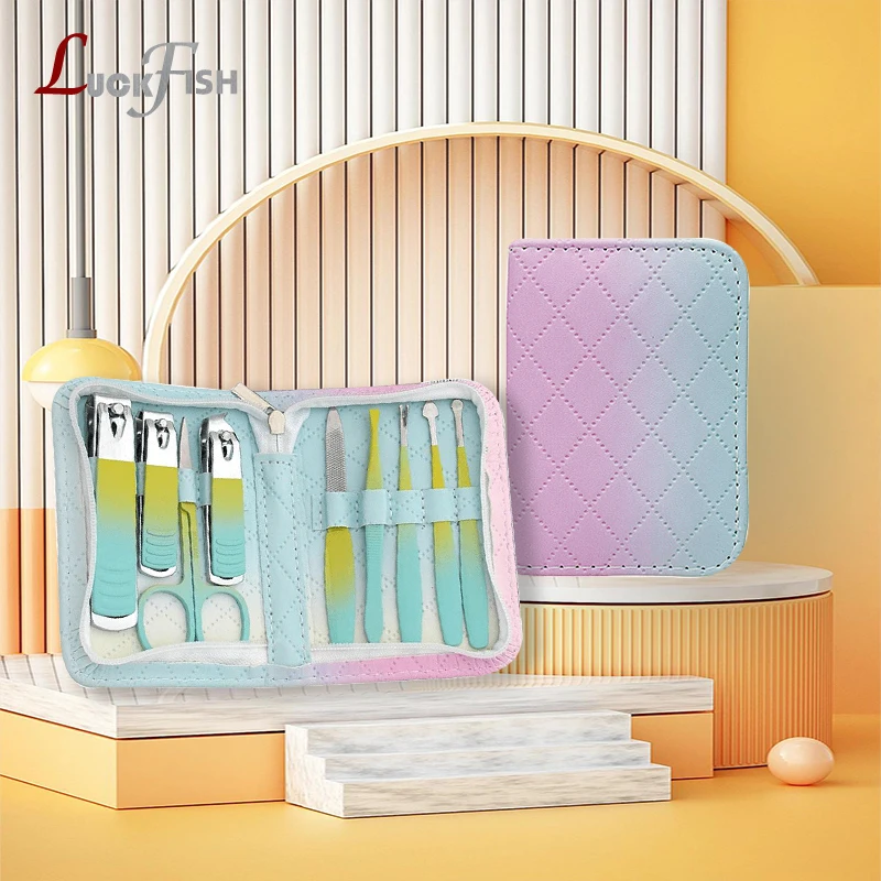 

6or 12pcs Manicure Cutters Nail Clipper Set Household Stainless Steel Ear Spoon Pedicure Scissors Tool For Beauty