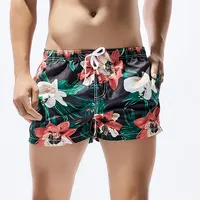 Casual Hawaiian Swimming Trunks For Men Boho Vintage Floral Print Board Shorts Drawstring Double Pocket Trunks Surfing Swim Wear 1