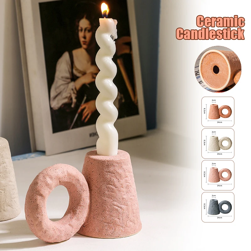 

Nordic Ceramic Candlestick Photography Candle Holder Dining Table Decoration New Creative Vintage Candle Cup Tabletop Decoration