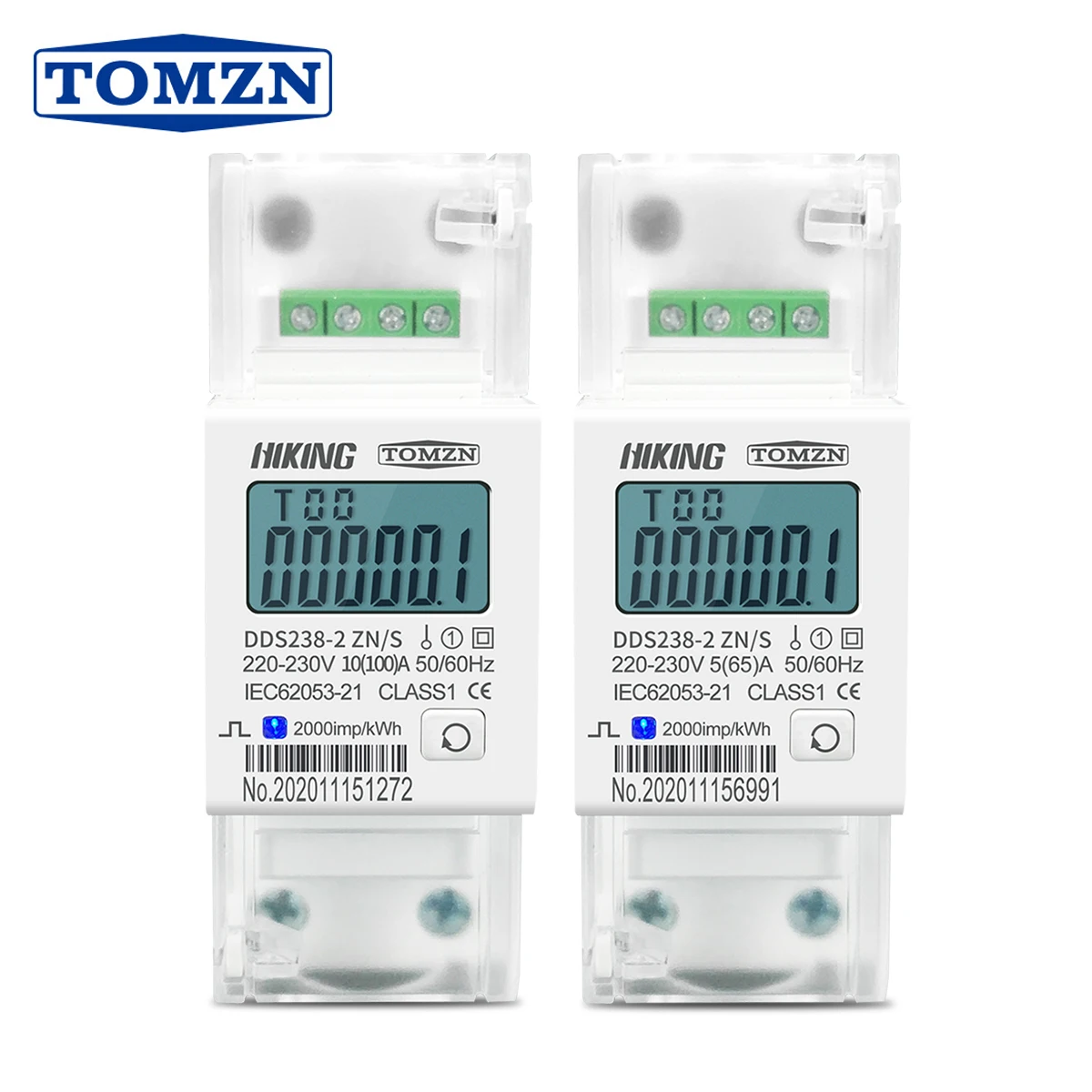 1PCS TOMZN Din Rail KWH Watt Hour Energy Meter 220V 230V 50Hz 60Hz Voltage Current DDS238-2 ZN/S Single Phase RS485 MODBUS-RUT - 1