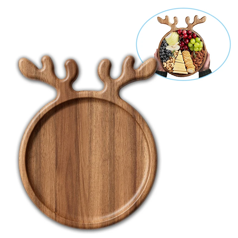 Appetizer Platter Decorative Christmas Tray Dessert/Snacks/Fruit/Cookies Wood Serving Platter Charcuterie Board Kitchen Supplies