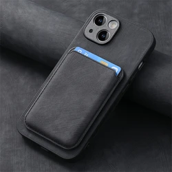 Elegant Magnetic Leather Wallet Phone Case with Detachable Card Slot Cover - iPhone 13 Mini (D12 - Black)