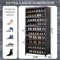 Shoe Cabinet, 10 Tiers 40-45 Pairs Heavy Duty Bamboo Freestanding Shoe Storage Cabinet, 67.7'' Tall Shoe Rack with Open Storage 2