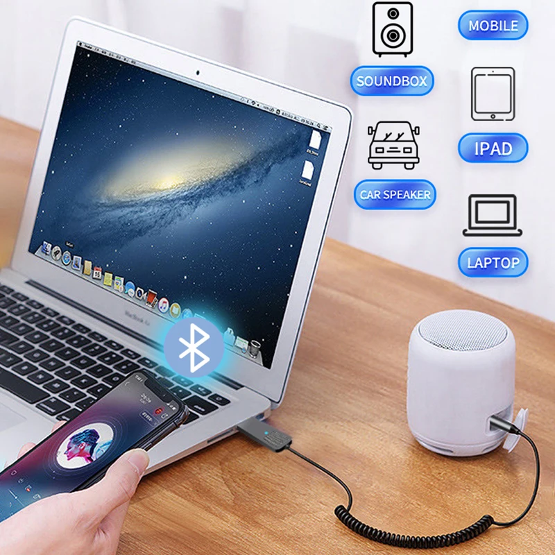 Car Bluetooth Adapter USB Dongle Bluetooth 5.2 Receiver Transmitter USB To 3.5mm Jack Music Audio Receiver for Aux Car Speaker