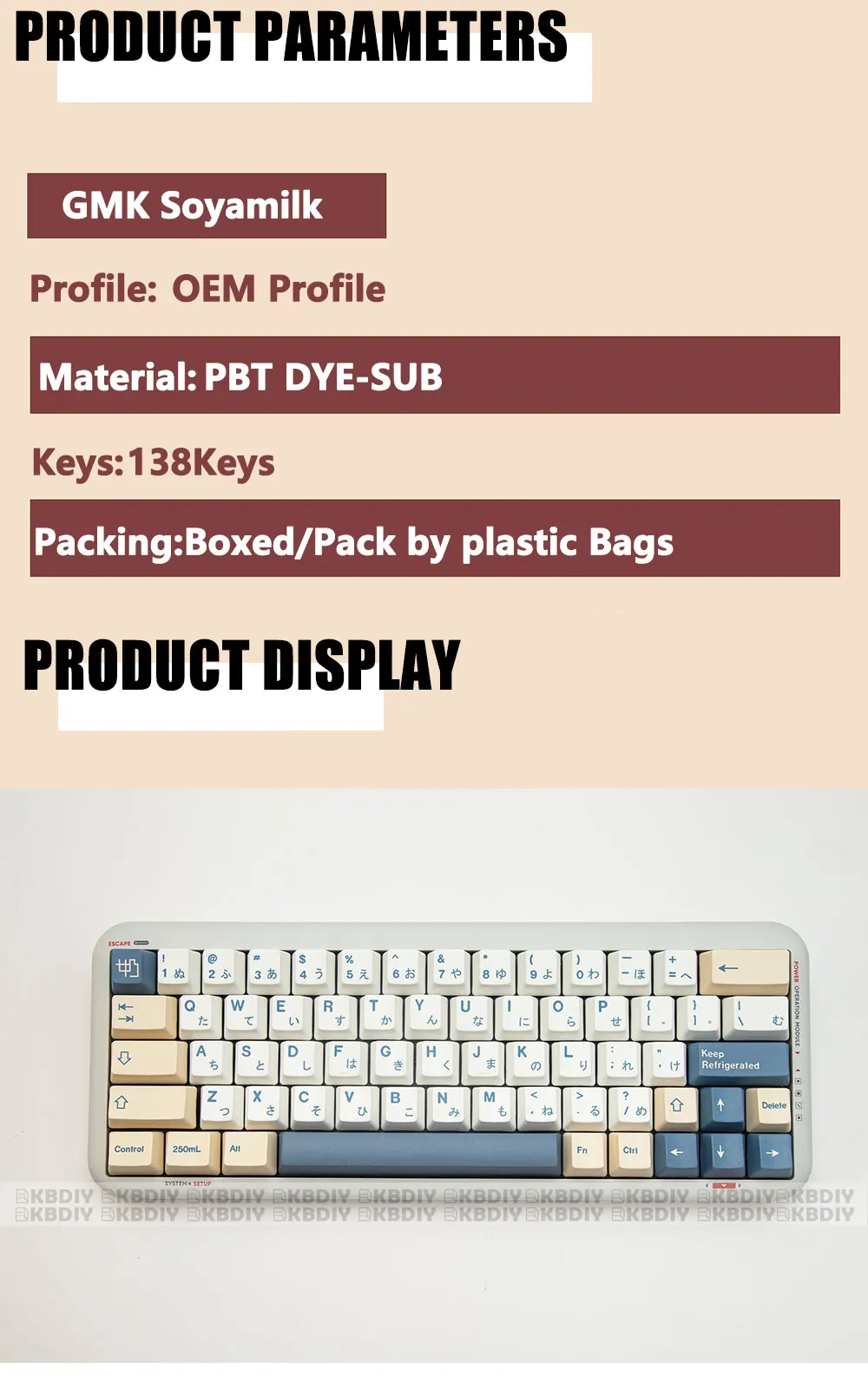 KBDiy-GMK Leite de Soja Keycap, Kit Teclado
