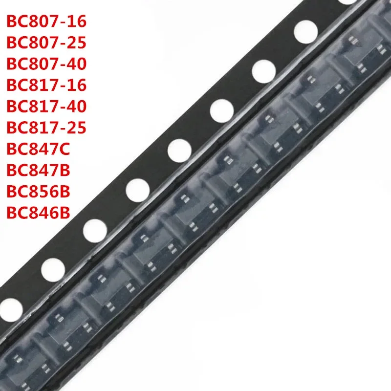 

100pcs BC807-16 5A BC807-25 5B BC807-40 5C BC817-16 6A 6C BC817-40 6B BC847C 1G BC847B 1F BC856B 1B BC846B 3B SOT23