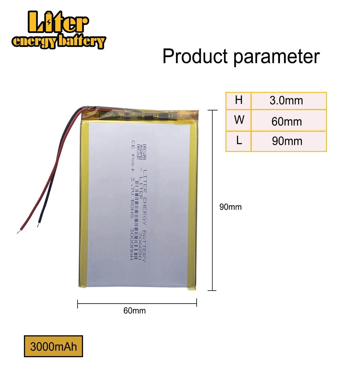 

3,7 V 3000mAh 306090 литий-полимерный литий-ионный перезаряжаемый аккумулятор для Mp3 MP4