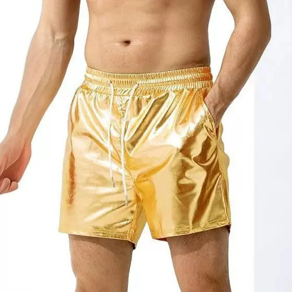 Metallic Gold Silver Jazz Dance Shorts for Men