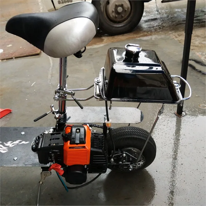 12 Inch Big Wheel Steam Powered Two-stroke Moped Foldable Fuel Gasoline Scooter Pedal Mini Gas Scooters