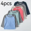 1/4 Pack 2025 New Spring and Autumn Children's Color Matching Long-sleeved T-shirt for boys and girls casual Joker T-shirt 1