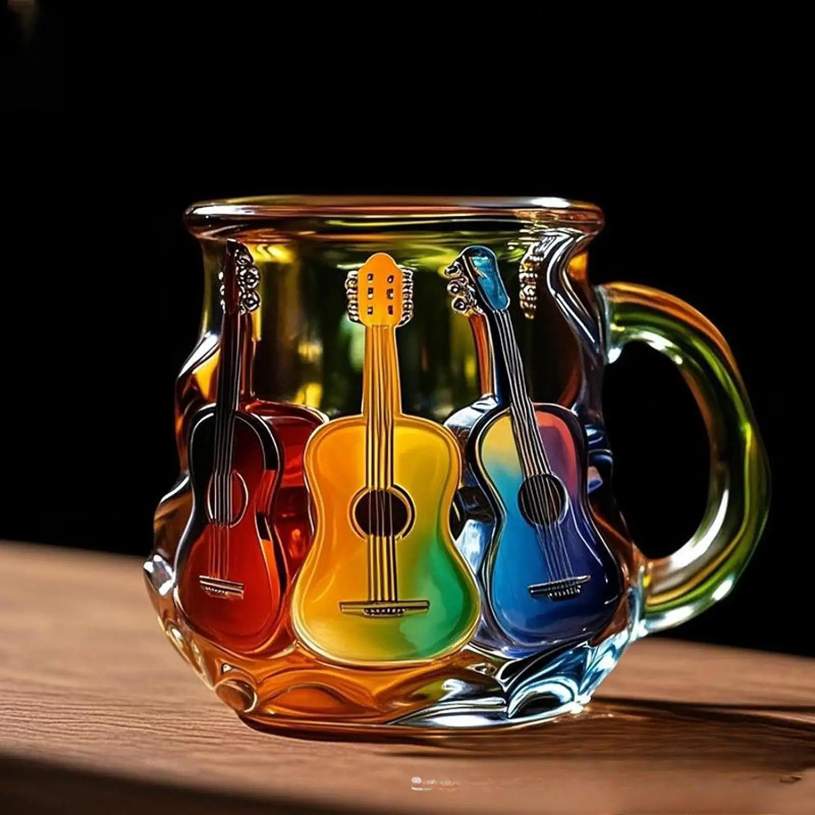 Guitar Coffee Mug Music Themed Lightweight Unique Multifunctional Coffee Cup for Office Living Room Shelf Studio Guitars Lovers