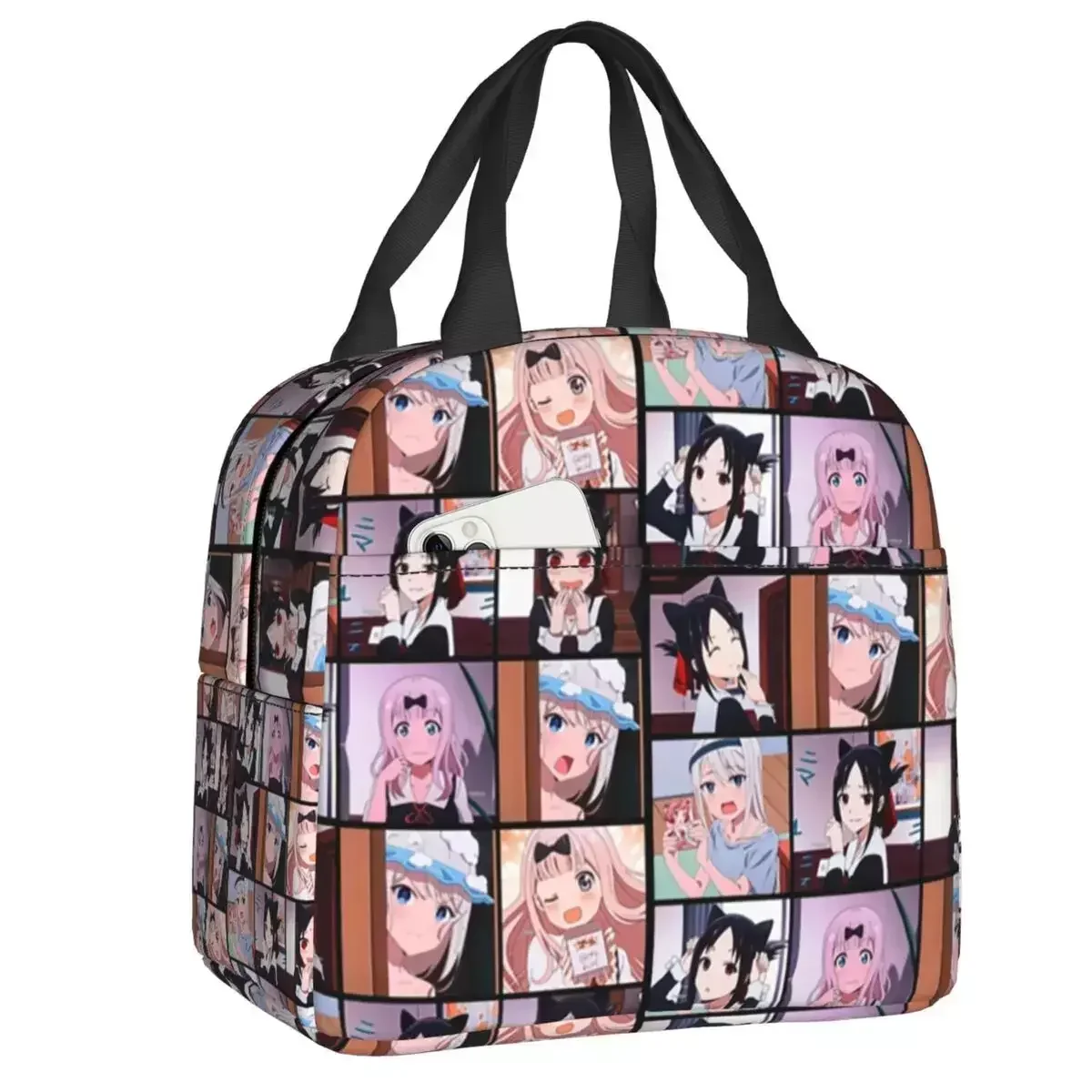 

2024 New Kaguya Sama Love Is War Insulated Lunch Tote Bag For Women Cartoon Anime Resuable Thermal Cooler Food Lunch Box School