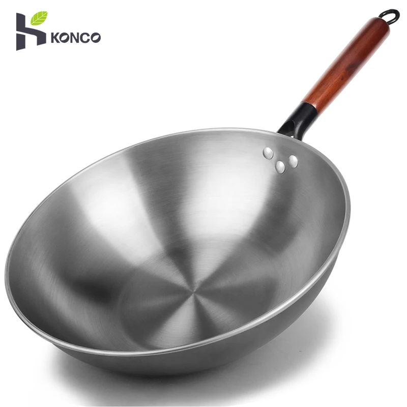 Cast Iron Wok Non-stick Wok Pan Chinese Iron Wok for Kitchen Less Oil Smoke Cast Iron Pan Induction Cooker Kitchen Cookware