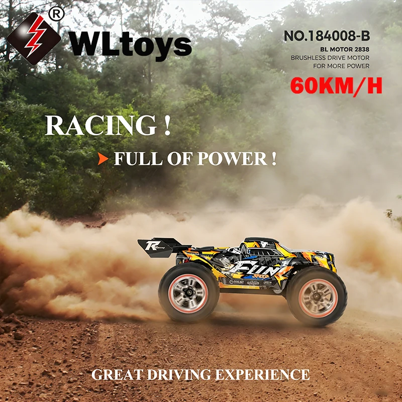 WLtoys 1/18 RC카 184008 184008-B 2.4G 고속 ? ? 4륜구동 60km/h 브러시리스 모터 무선 조종 레이싱카 장난감 (어린이 및 성인용)