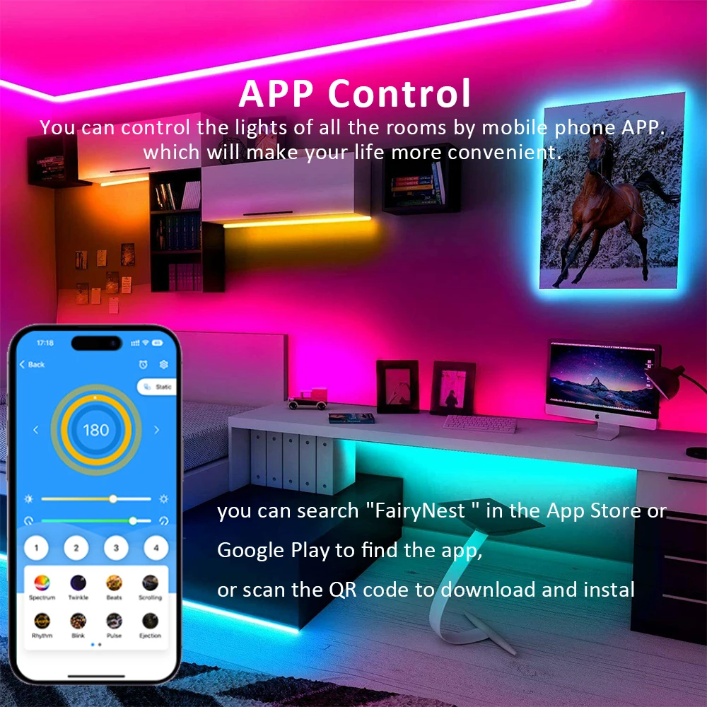 24V RGBIC COB Horse Racing LED Strip Light WS2811 Pixel Addressable RGB 5M 10M 15M 20M Flexible Ribbon WIFI APP Voice Control