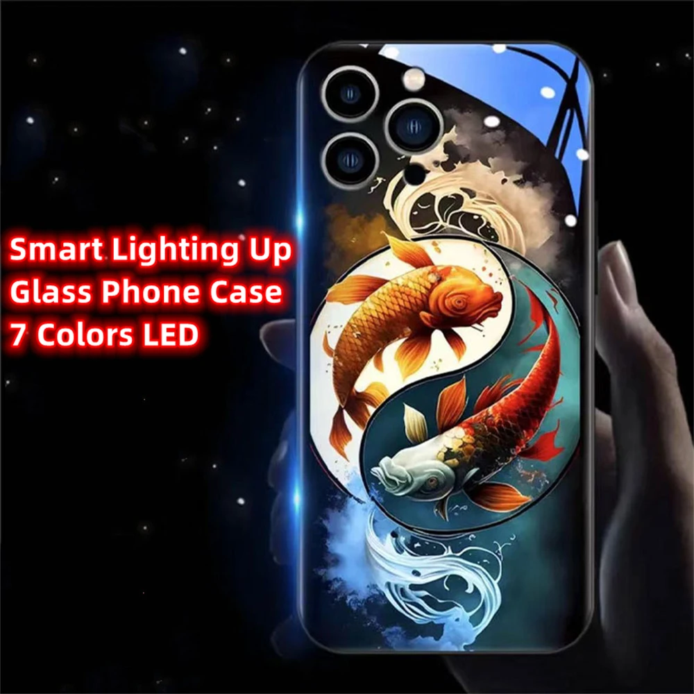 Psychedelische Sternenhimmel Leuchtende Handyhülle LED-Licht Glas Stoßfeste Abdeckung für Samsung S26 S25 S24 S23 S22 S21 FE Plus Ultra – Detail 11