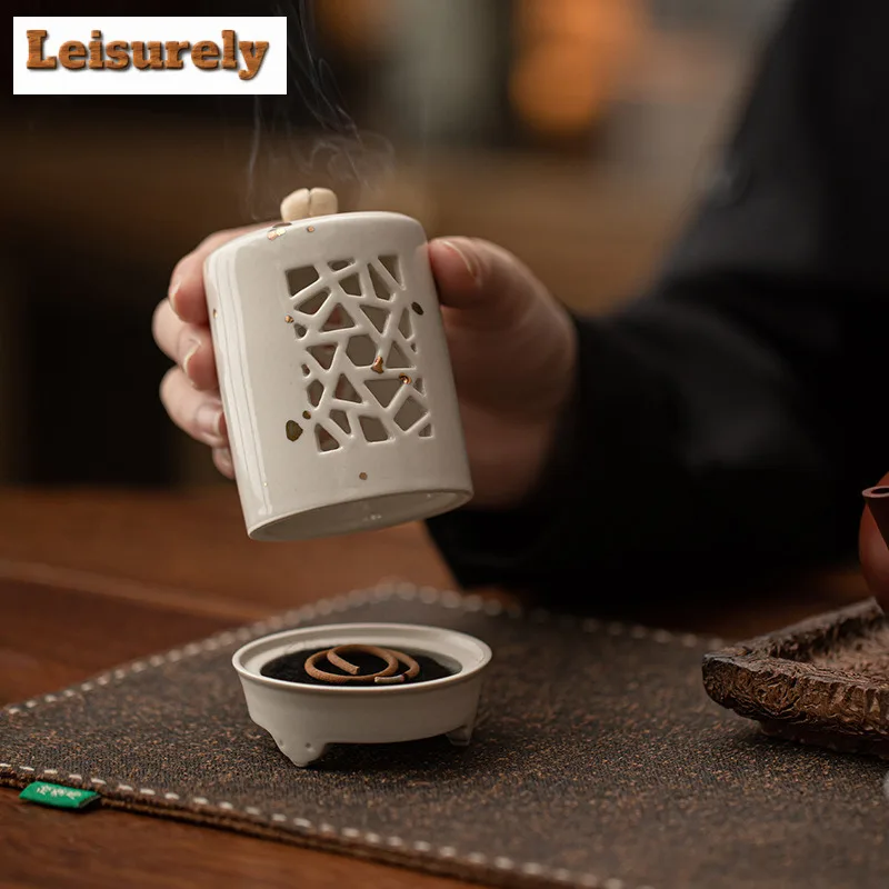 Antique Plum Blossom Sandalwood Incense Holder Mist Smoking Steamers Incense Burners Aromatherapy Censer Tea Services Craft Gift