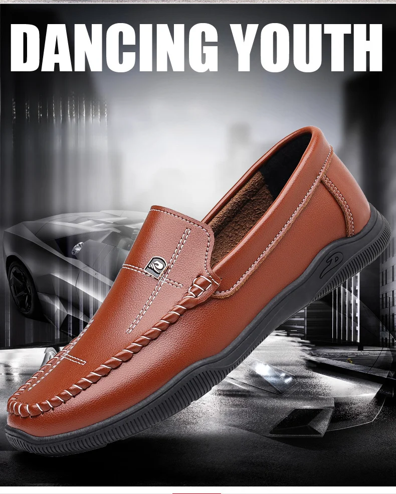 Herresko myk såle rund hode hånd slip-on loafers herre single sko casual lave topp_voghion.com