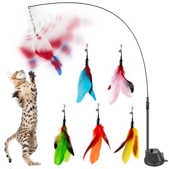 Cat Teaser Wand Dual Head Cat Feather Pole Toy With Fixed Buckle And  Suction Cup Funny Kitten Toys Cats Fishing Pole Toy - AliExpress