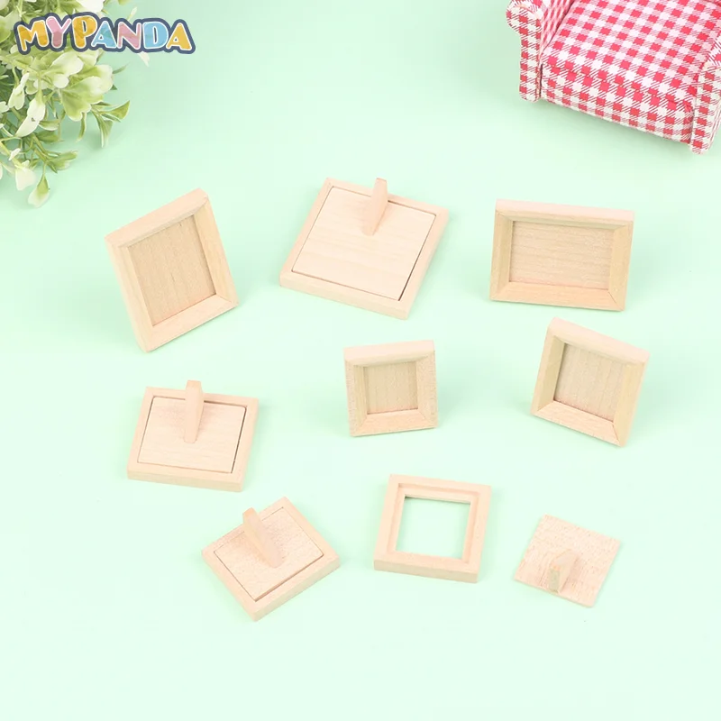 

1Set 1:12 Dollhouse Miniature Wood Photo Frame With Rear Cover Furniture Model For Doll House Decor Kids Pretend Play Toys