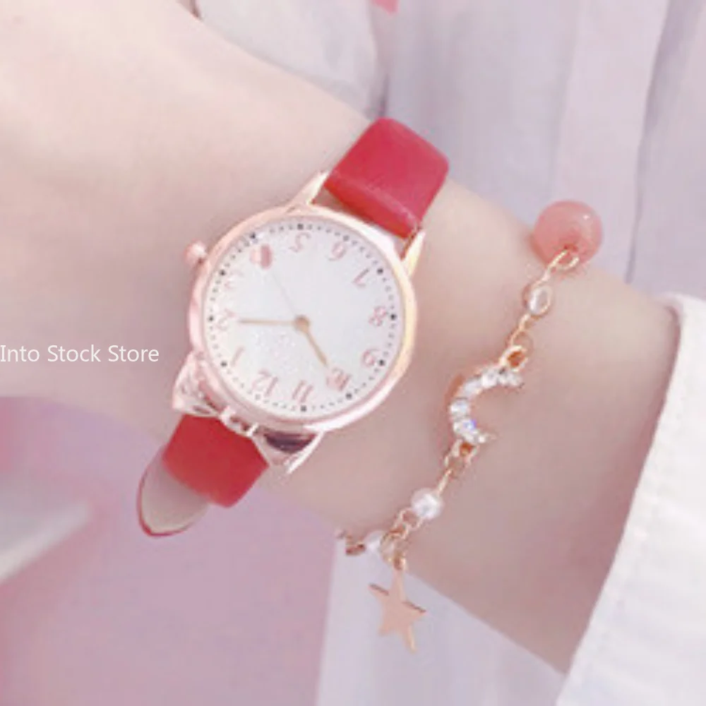Fashion Kids Love Digital Dial Children Watch Set Leather Strap Quartz Watches Kid Girls Clock Children Watch + Bracelet no box 4