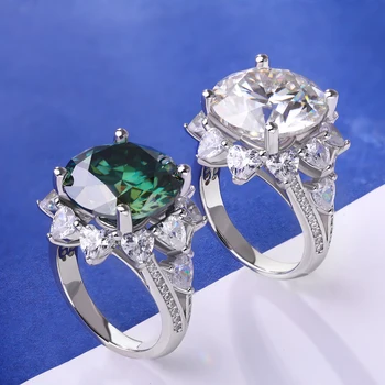 3CT/10CT D Color Moissanite Ring For Women 100% 925 Sterling Silver AU750 Plated Engagement Wedding Bride Diamond Rings with GRA 22