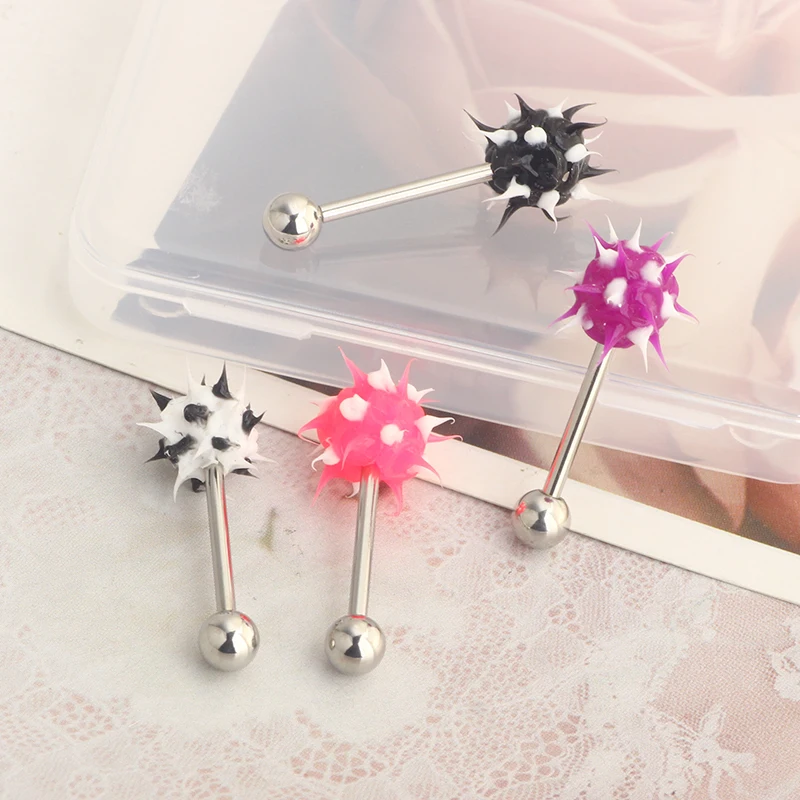 14G 9/16Inch Silicone Soft Spike Ball Nipple Tongue Shield Ring Barbell Body Piercing Jewelry Retainer wholesales 4 colors tongu