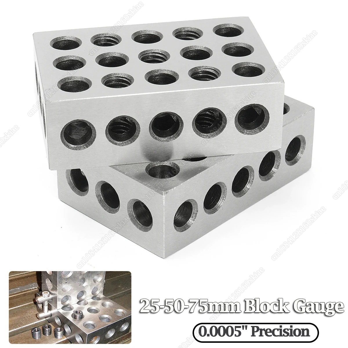 

Hardened Steel 23 Holes 0.0005" Precision 25-50-75mm Block Parallel Clamping Steel Block Set Matched Machinist Milling Tool 2PCS