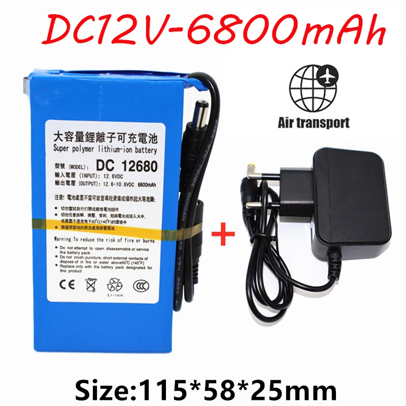 Batteria Li-Ion 12V 6800mAh DC12680 Per Telecamere CCTV - Ricaricabile 500 Cicli