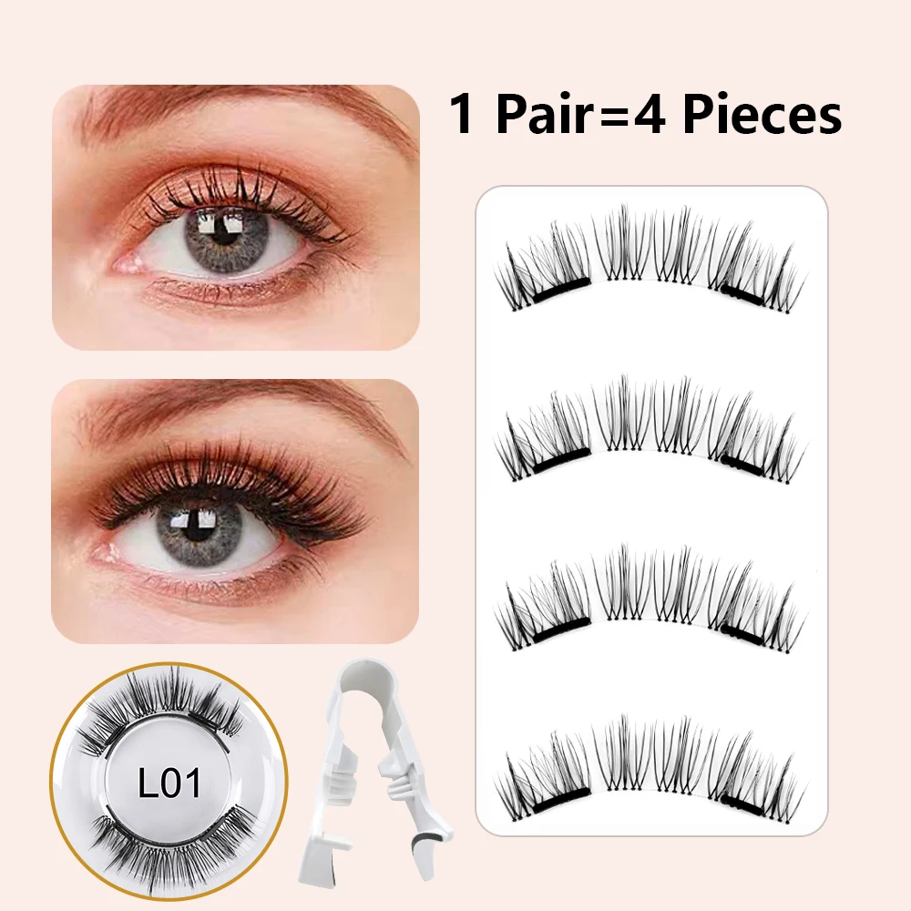 Reusable Magnetic Eyelashes Applicator Tweezers set 3D Natural Magnetic False Eyelashes Self-adhesive lashes strip supplies