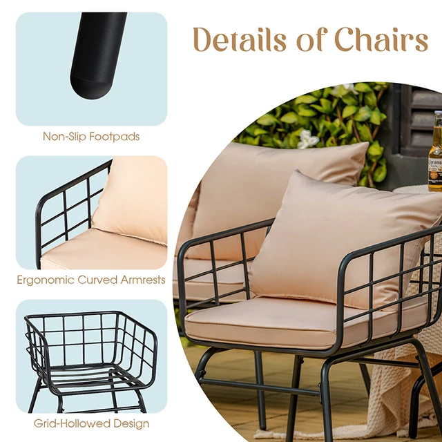 Set di mobili da giardino da 4 pezzi divano imbottito tavolo con braccioli a due posti per tavolo da giardino e sedia da giardino tavolini da caffè e Set di sedie 5