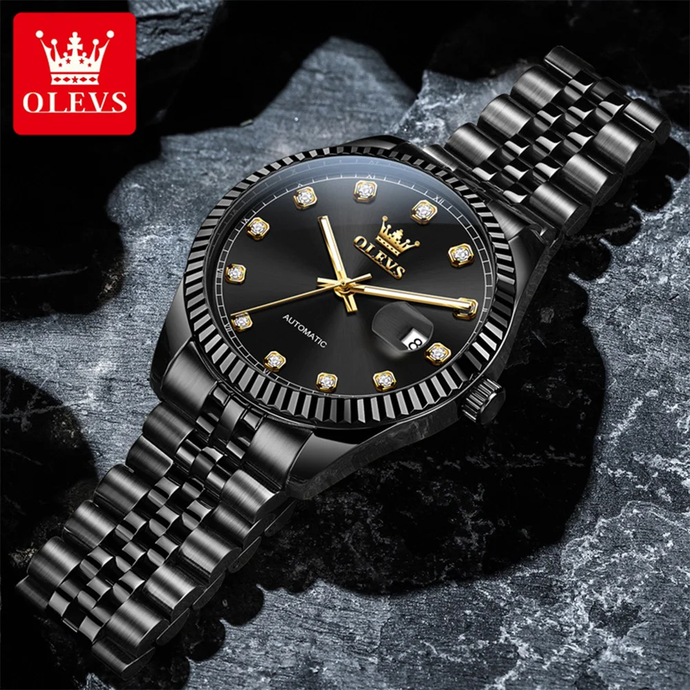 OLEVS 6743 Man Watch Stainless Steel Waterproof Auto Date Luminous Men's Automatic Mechanical Wristwatch Luxury Top Brand Watch