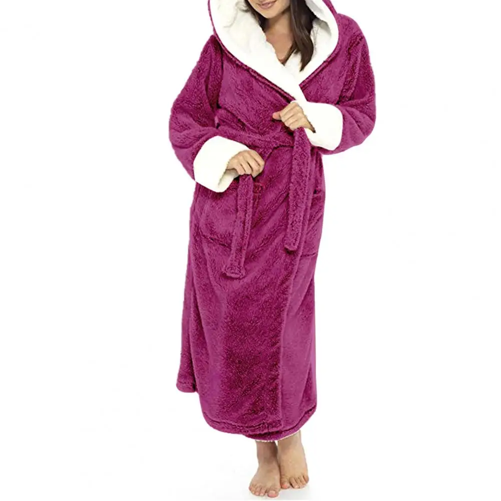 Plus Size Women Autumn Winter Bathrobe Tight Waist Loose Nightie Keep Warm