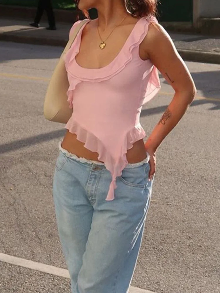 Backless Irregular Crop Tops