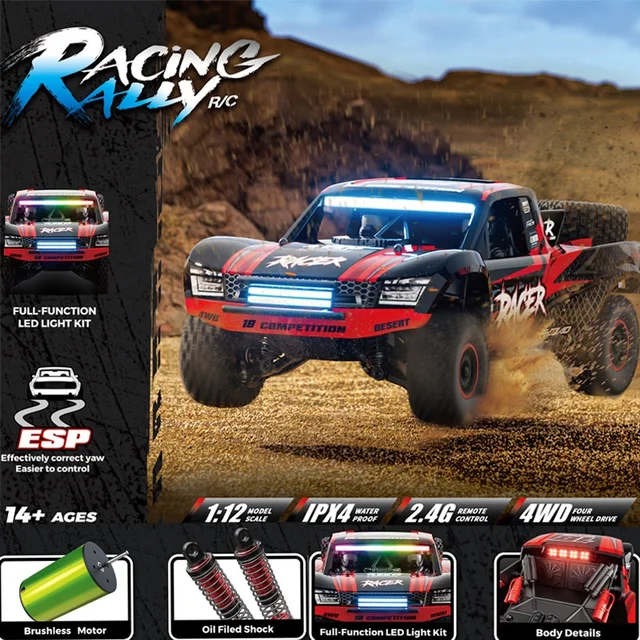 HB RC Car HB-RD1201 1:12 4WD High Speed Drift Short Course Truck with LED Lights Cruise Control Gyroscope – RC Toys Gifts 3