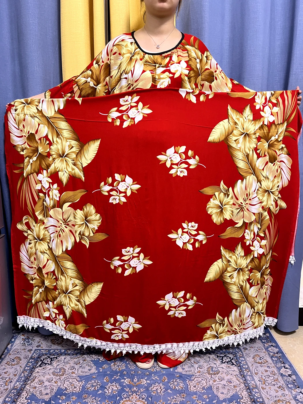 Muslim Abayas For Women 2023 Dubai Floral Printed Cotton Loose Femme Robe African Nigeria Islam Dress With Big  Lace Shawl Scarf