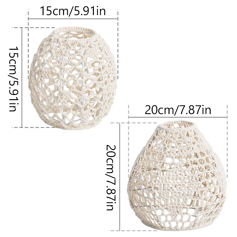 Description Picture 2 of itemCotton Rope Handmade Macrame Lampshade Wall Hanging Lamp Cover Tapestry Boho Decor Bohemian Knitted Woven Lamp Shade Decorations