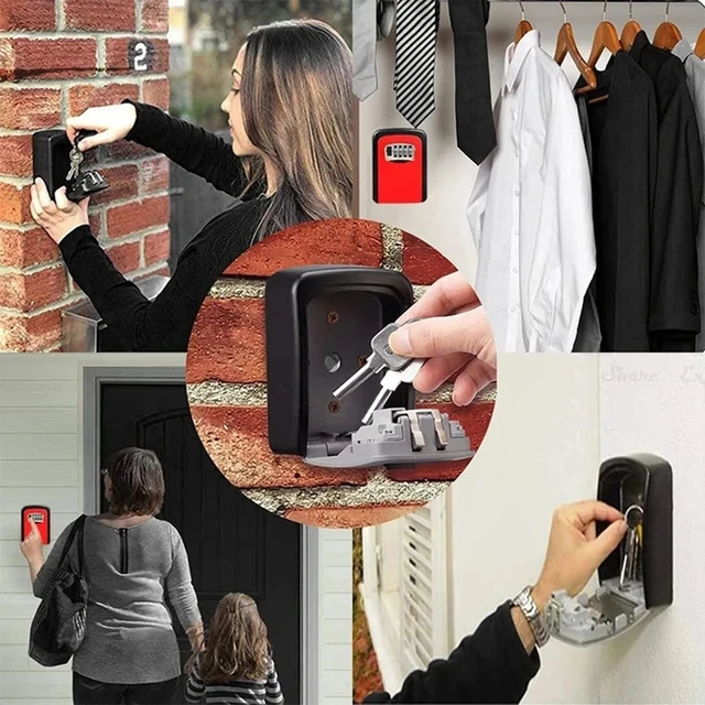 4 Digit Combination Key Lock Box Aluminum Wall Mounted Key Lockbox With Code For House Key Storage Security Protection 5