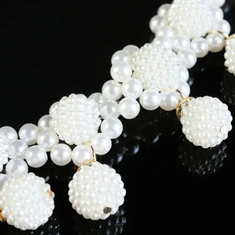 Summer Fashion Ladies Woven Pearl Waist Chain Beads Dance Belt Daily Wedding Dress Waist Chain Jewerly Accessorie For Women Gift