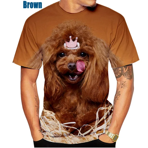 

New Fashion Poodle 3D Printed T-shirt Summer Casual Men's/women's Cute Breathable Short-sleeved T-shirt