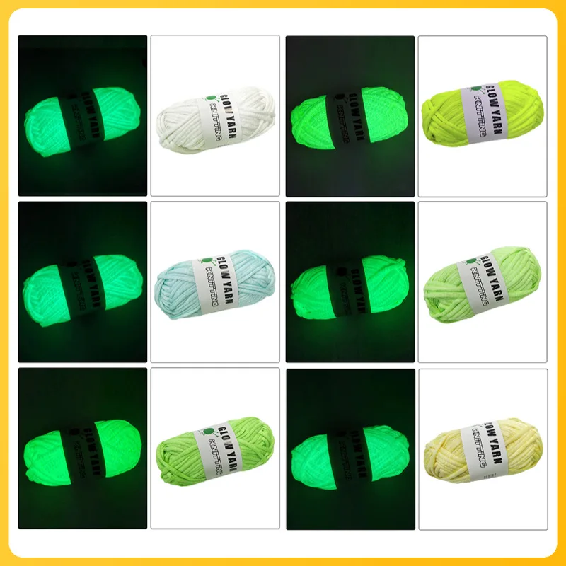 4mm 45meters Thick Yarn Glow in the Dark Polyester Luminous Chunky Yarn Colored Cloth Yarn for Hand Knitting Woven Bag Carpet DI 5