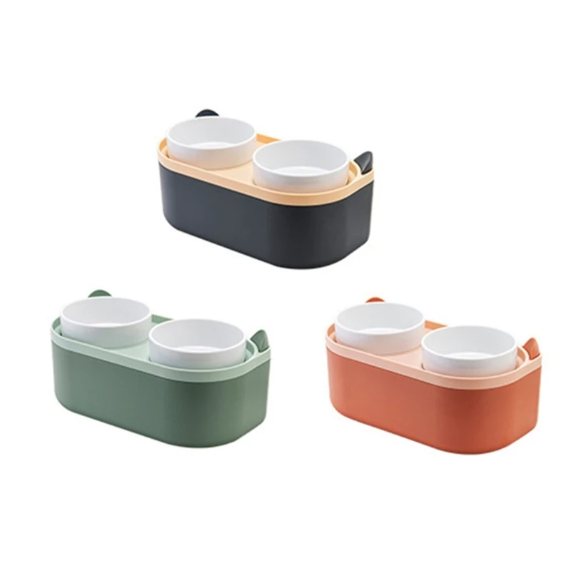 

H7EA Pet Food Bowl for Cat Small Dogs Pet Double Bowl Feeder for Food & Water Feeding Large Capacity Cat Bowl Feeder Dishware