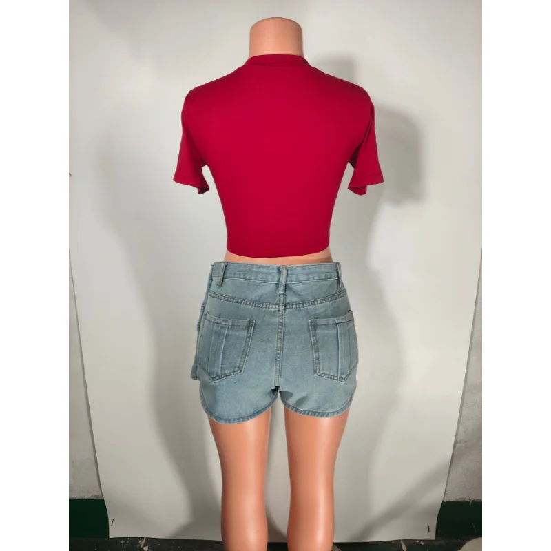 Asymmetric Denim Shorts Skirt Covers 2023 Summer Y2K Clothings New Popular Streetwear Sexy Night Club Party Short Jeans Trousers