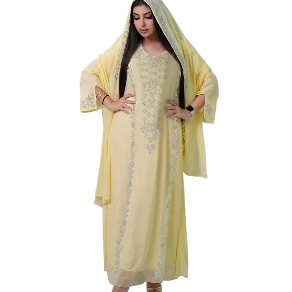 Ramadan Muslim Dresses Women Jalabiya Sashes Morocco Eid Dubai Abayas Headscarf Kaftan Islam Vestidos Modest Long Robe muslim dress muslim robe