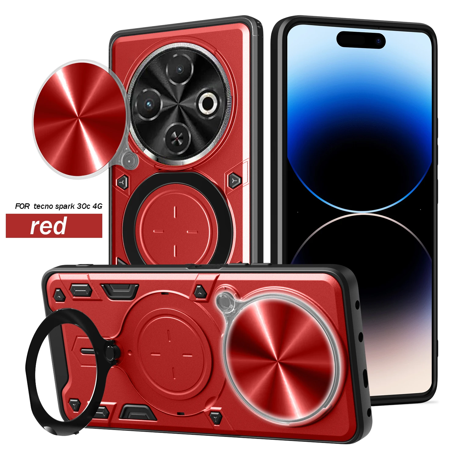 Heavy Duty Rugged Armor Phone Case with Magnetic Bracket and Slide Camera Protection Cover