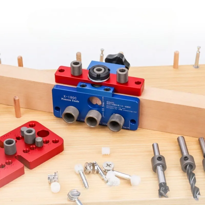 

Furniture Connectors Puncher Dowel Cam Jig Professional Wooden Panel Splicing Punch Locator Round Wooden Tenon Drilling Locator